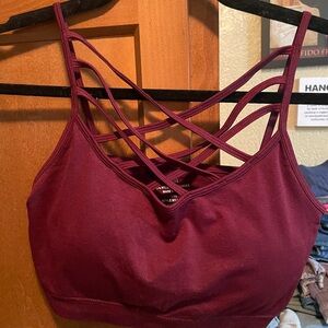 Zenana Outfitters Burgundy Strappy Sports Bra